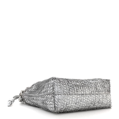 Loewe Metallic Nappa Calfskin Fringed Medium Chain Flamenco Knot Purse Silver 4 of 12