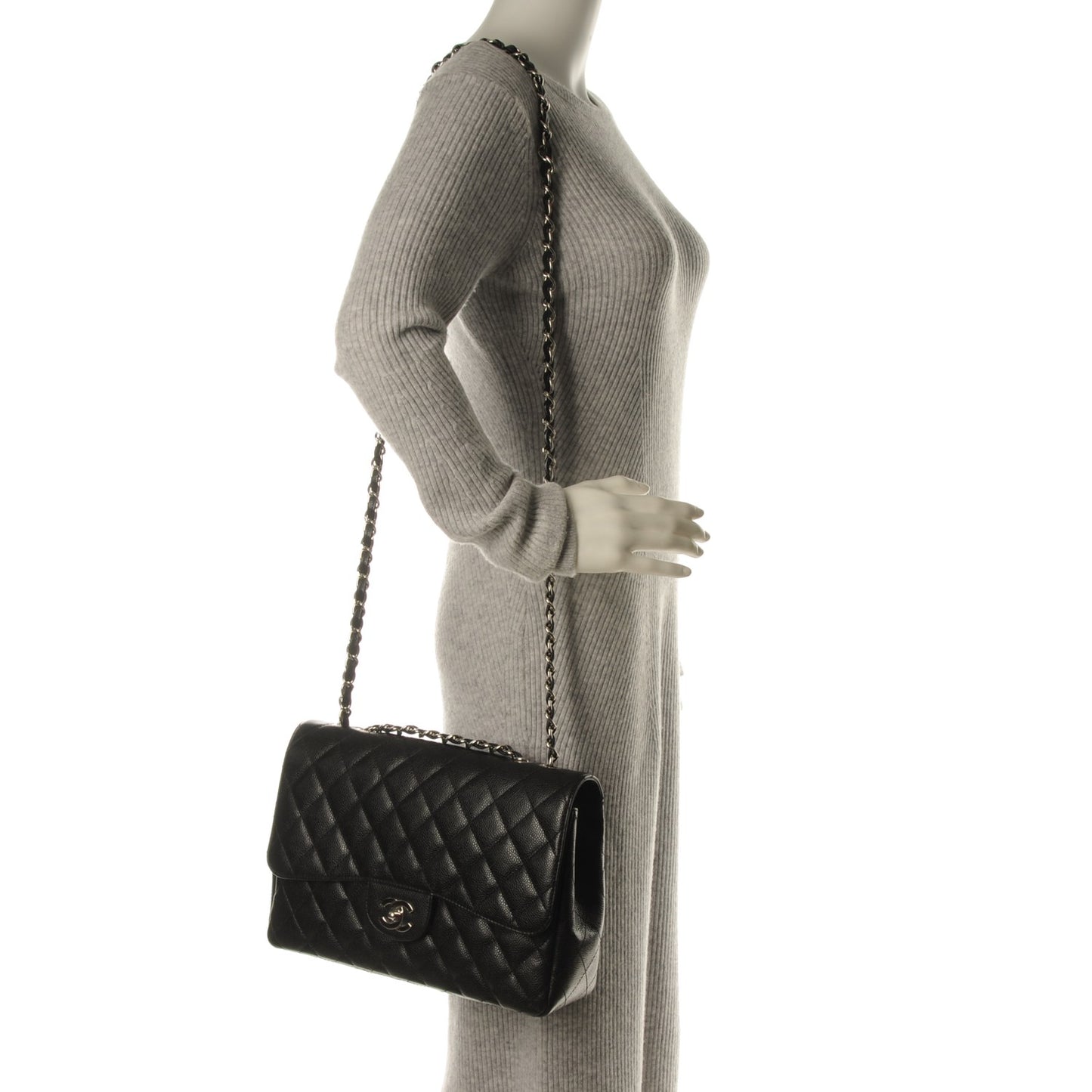 Caviar Quilted Jumbo Single Flap Black