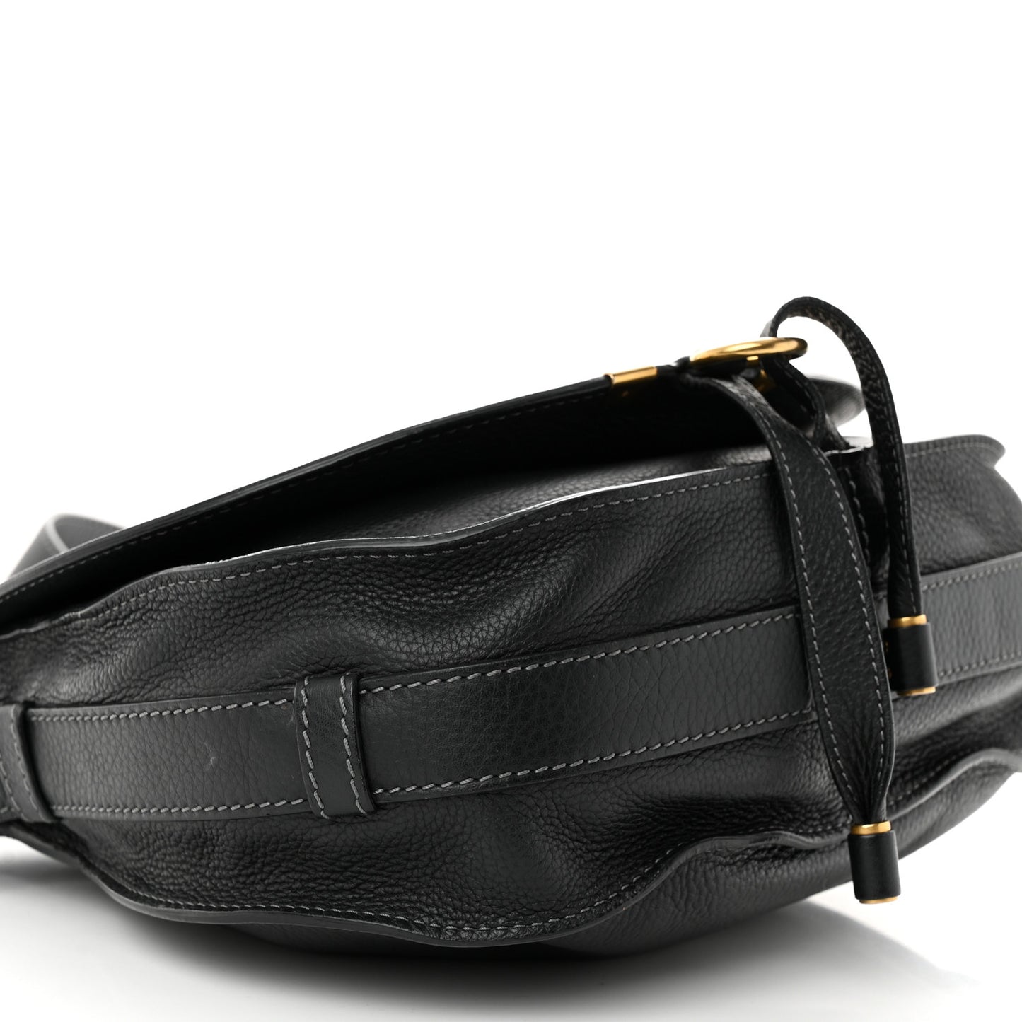 Calfskin Medium Marcie Round Crossbody Bag Black