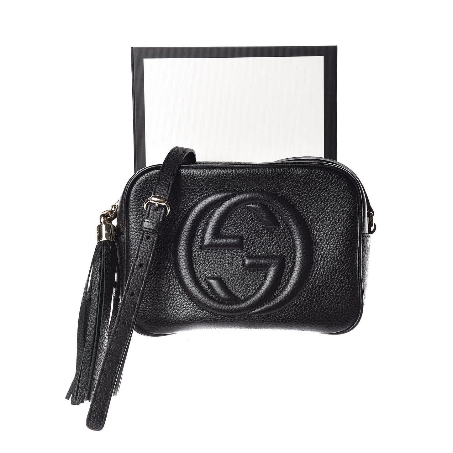 Pebbled Calfskin Small Soho Disco Bag Black