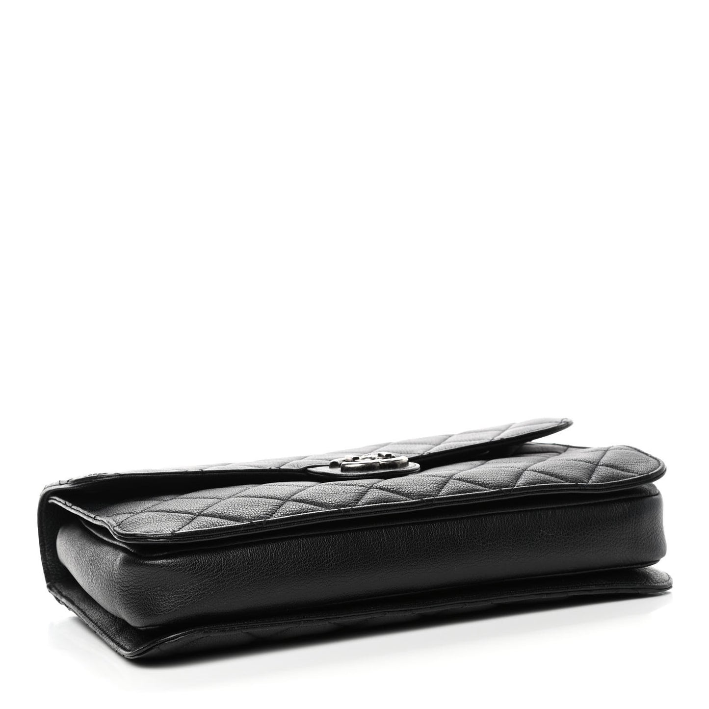 Goatskin Quilted Large Perfect Edge Flap Black