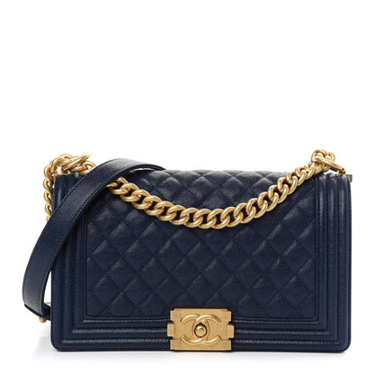 Chanel Caviar Quilted Medium Boy Flap Dark Blue 1 of 8