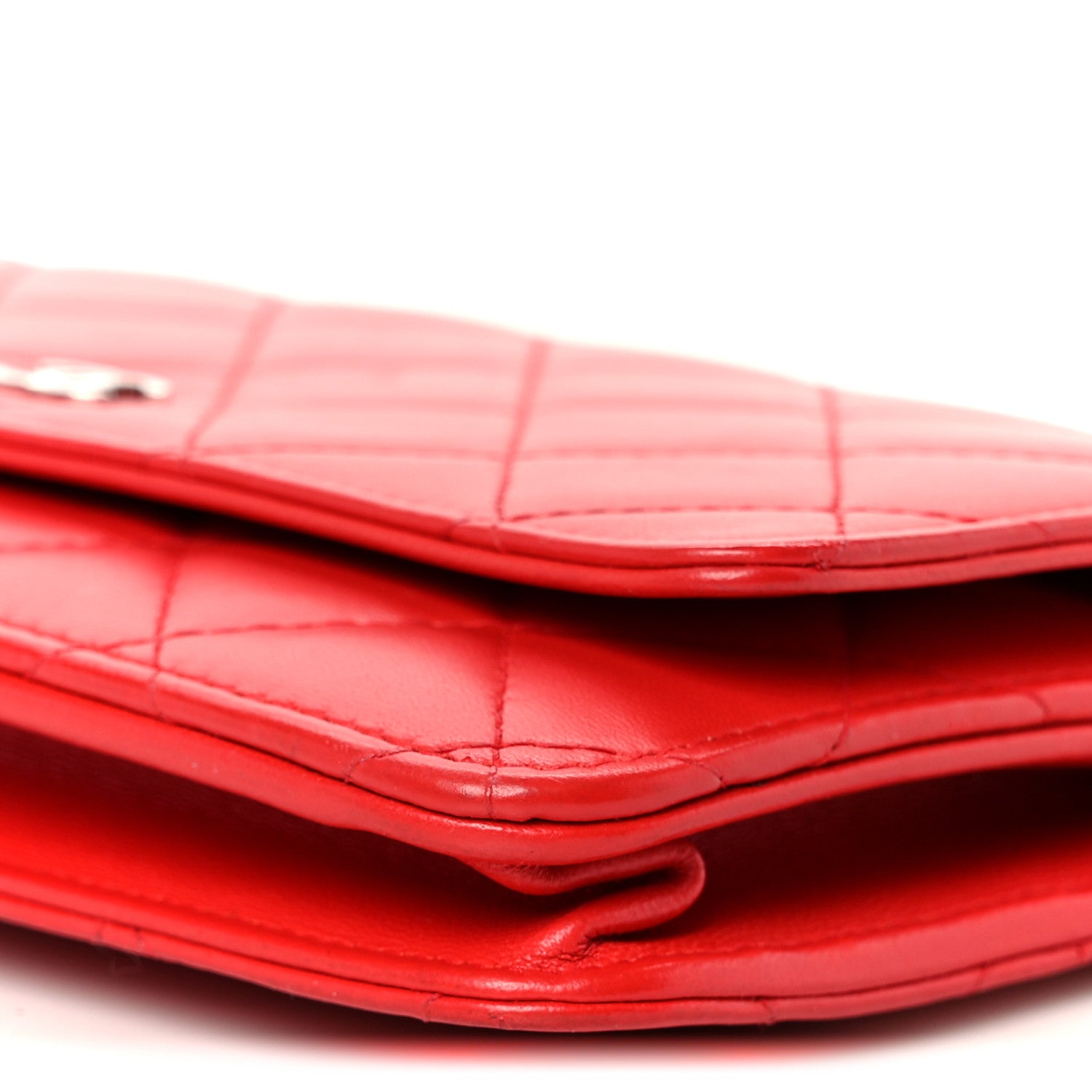 Chanel Lambskin Quilted Wallet On Chain WOC Red 11 of 12
