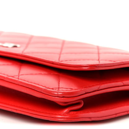 Chanel Lambskin Quilted Wallet On Chain WOC Red 11 of 12