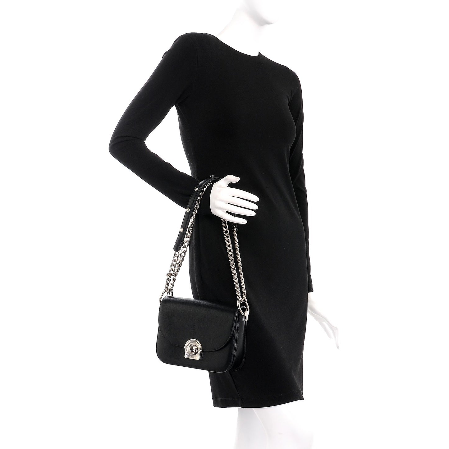 Glace Calfskin Arcade Crossbody Bag Black