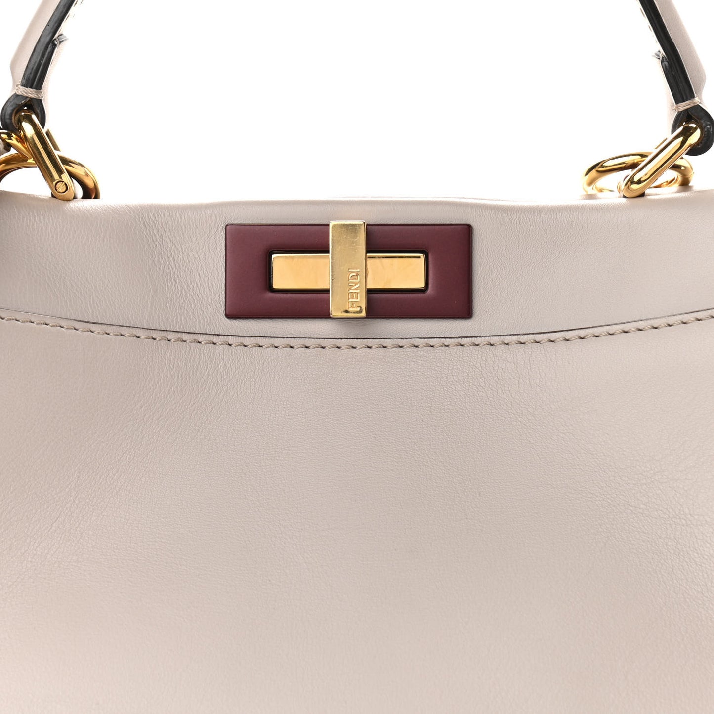 Vitello Seta Shiny Nappa Medium Peekaboo Iconic Satchel Grigio Polvere Bois de Rose