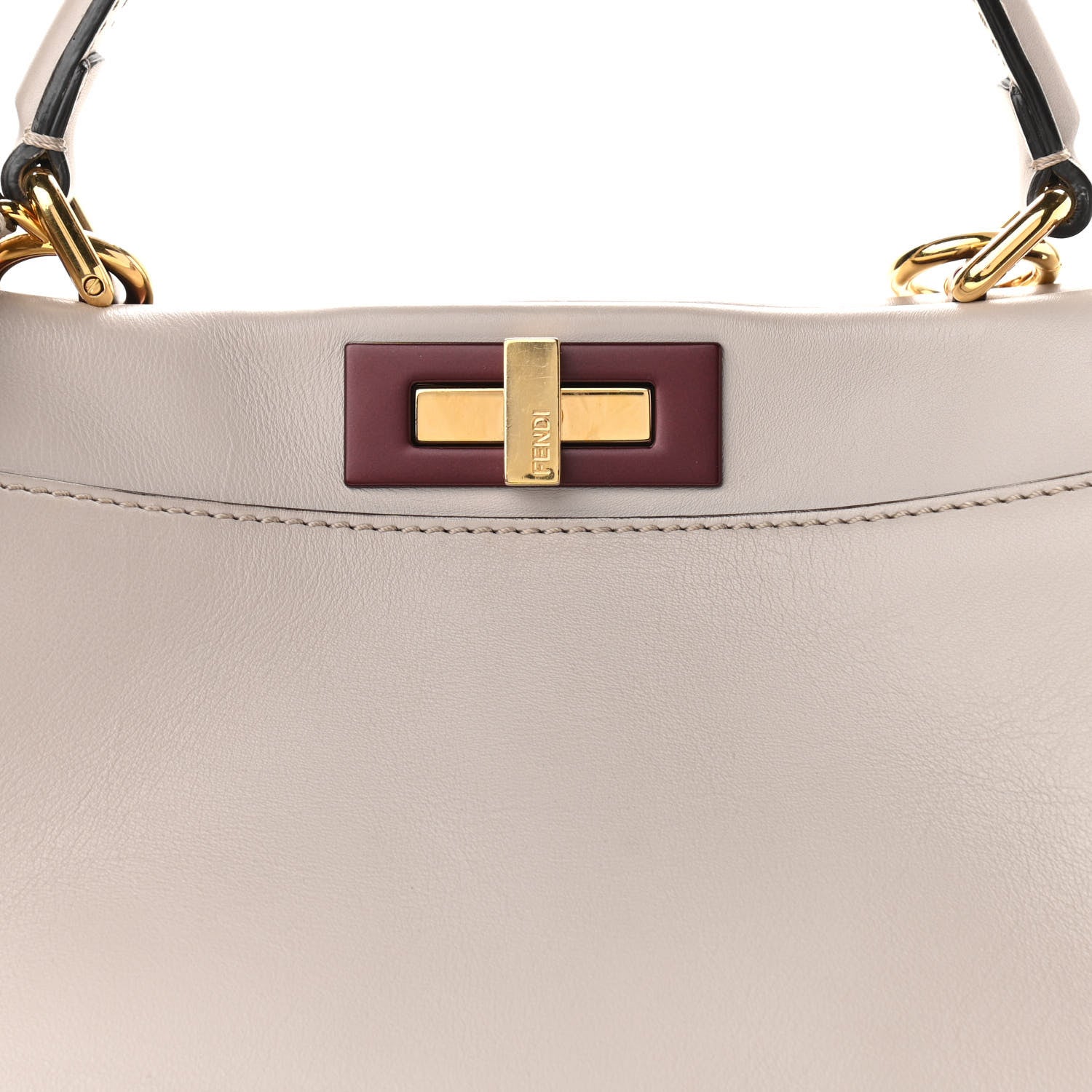 Fendi Vitello Seta Shiny Nappa Medium Peekaboo Iconic Satchel Grigio Polvere Bois de Rose 7 of 11