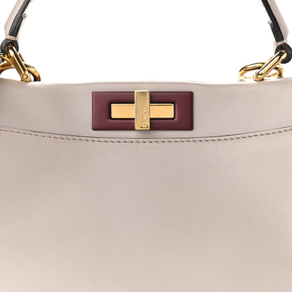 Fendi Vitello Seta Shiny Nappa Medium Peekaboo Iconic Satchel Grigio Polvere Bois de Rose 7 of 11