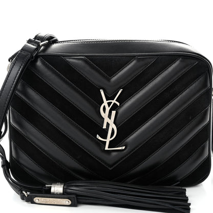 Saint Laurent Calfskin Suede Matelasse Monogram Lou Camera Bag Black 7 of 9
