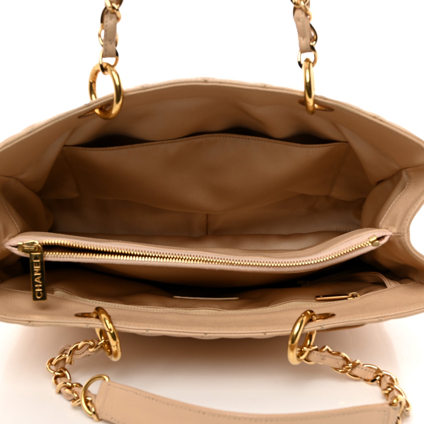 Caviar Quilted Grand Shopping Tote GST Beige Clair