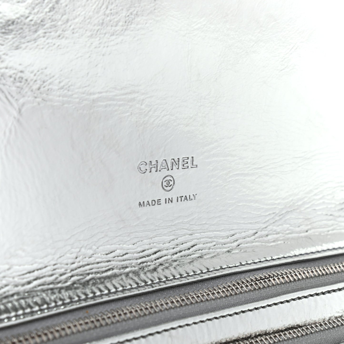 Metallic Crumpled Calfskin Small 31 Pouch Silver