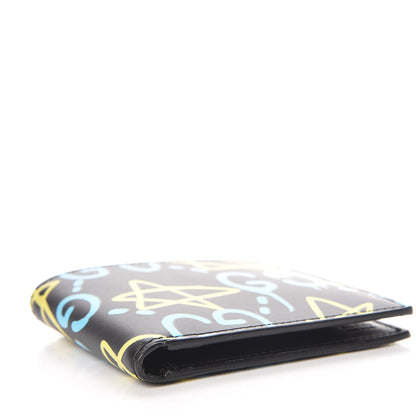 Gucci Calfskin GucciGhost Print Bi-Fold Wallet Black New Acquamarine 4 of 8