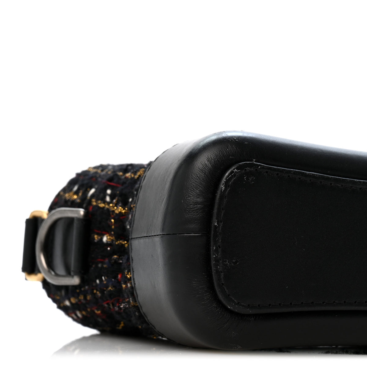 Chanel Tweed Calfskin Quilted Small Gabrielle Hobo Black Gold 9 of 14