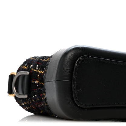 Chanel Tweed Calfskin Quilted Small Gabrielle Hobo Black Gold 9 of 14