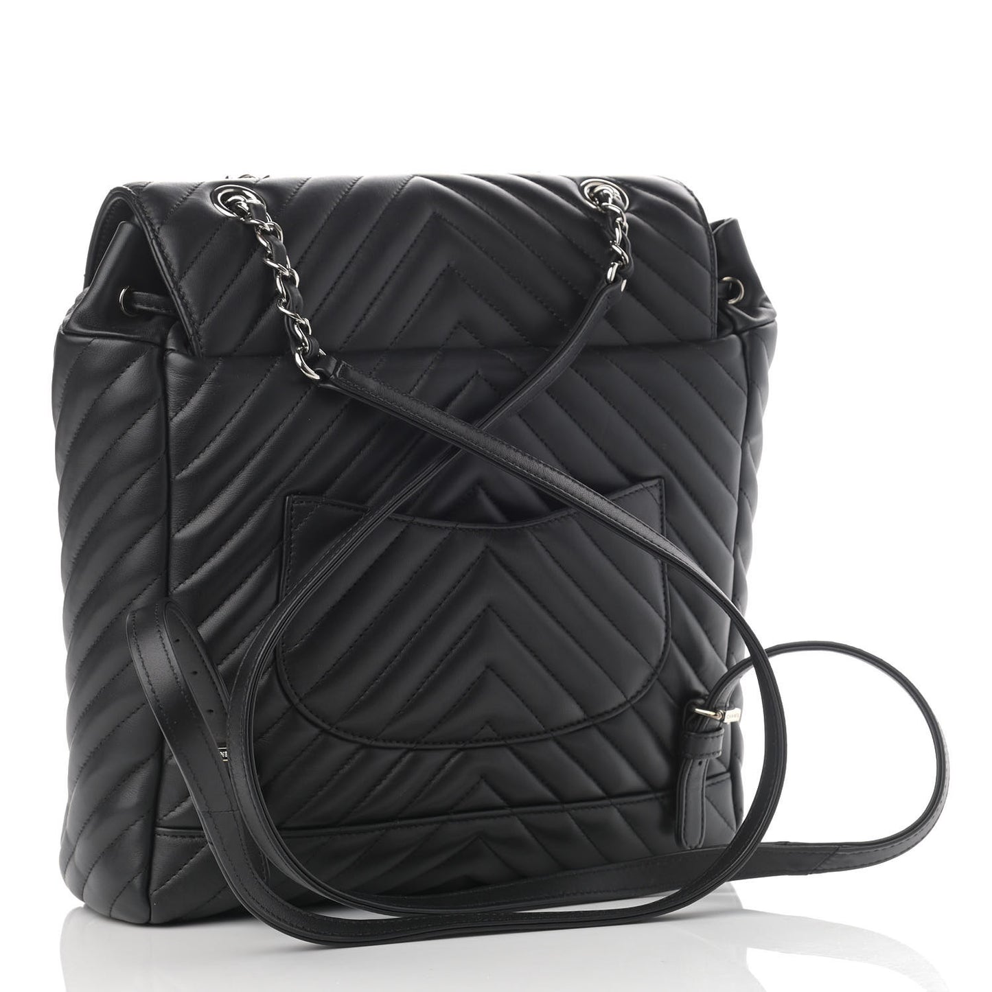 Calfskin Chevron Quilted Large Urban Spirit Backpack Black