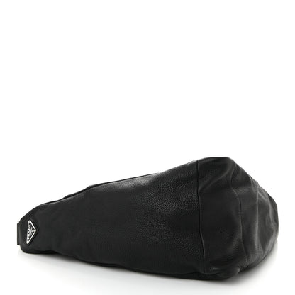 Prada Vitello Daino Triangle Shoulder Bag Black 4 of 10