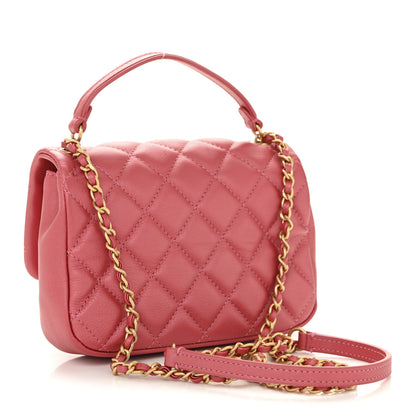 Chanel Metallic Calfskin Quilted Top Handle Flap Dark Pink 3 of 11
