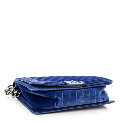 Chanel Velvet Quilted Medium Boy Flap Blue 4 of 13