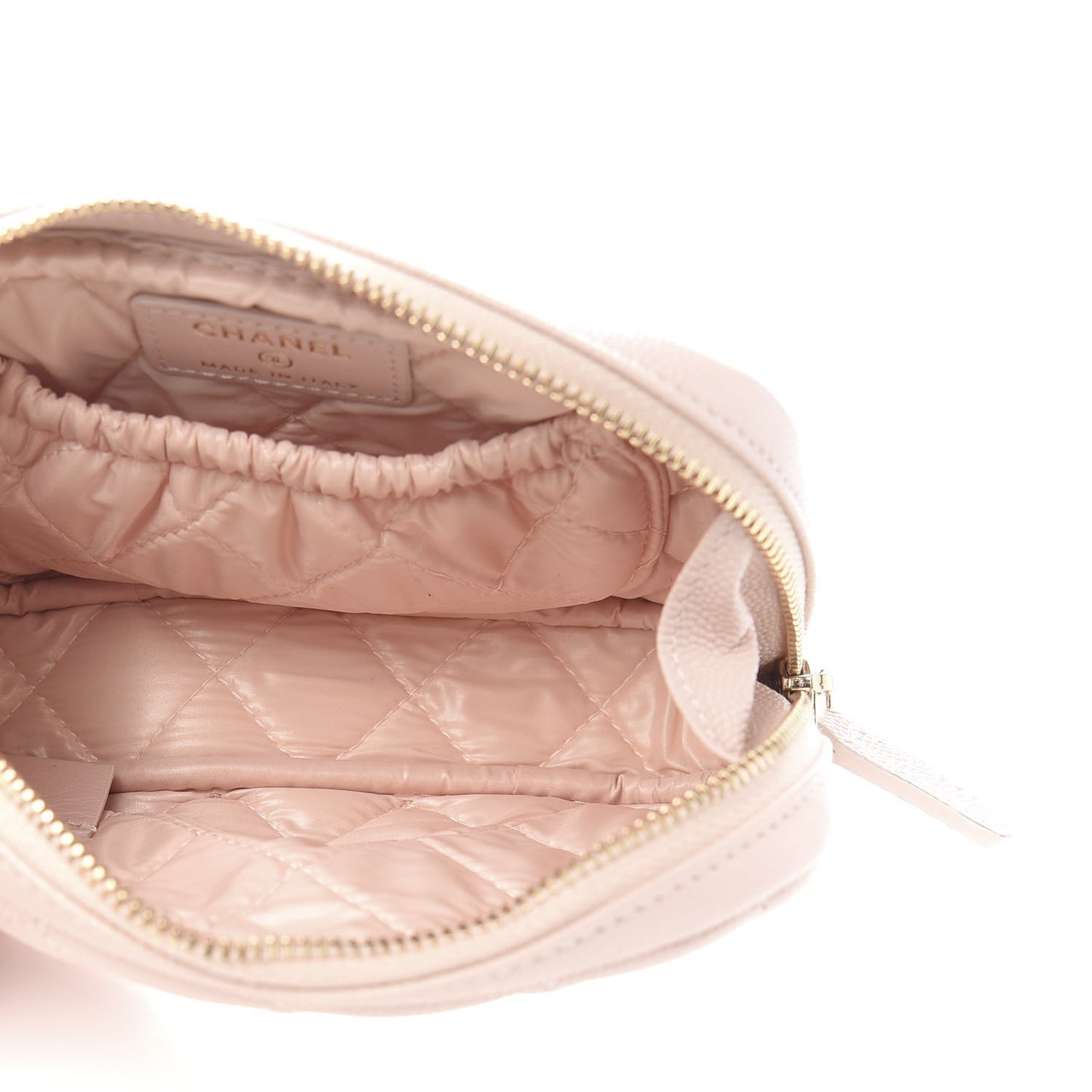 Caviar Quilted Small Curvy Pouch Cosmetic Case Light Pink