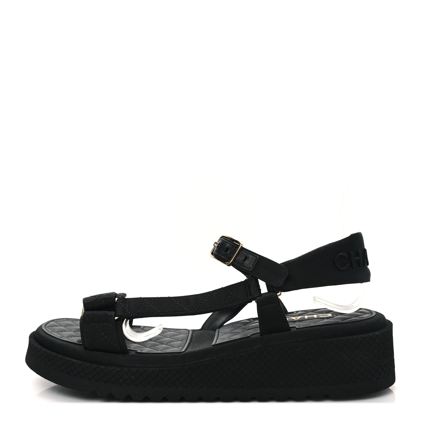 Grosgrain Logo Platform Sandals 41 Black