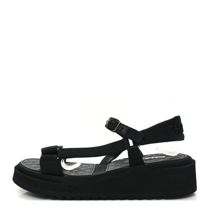 Chanel Grosgrain Logo Platform Sandals 41 Black 1 of 9