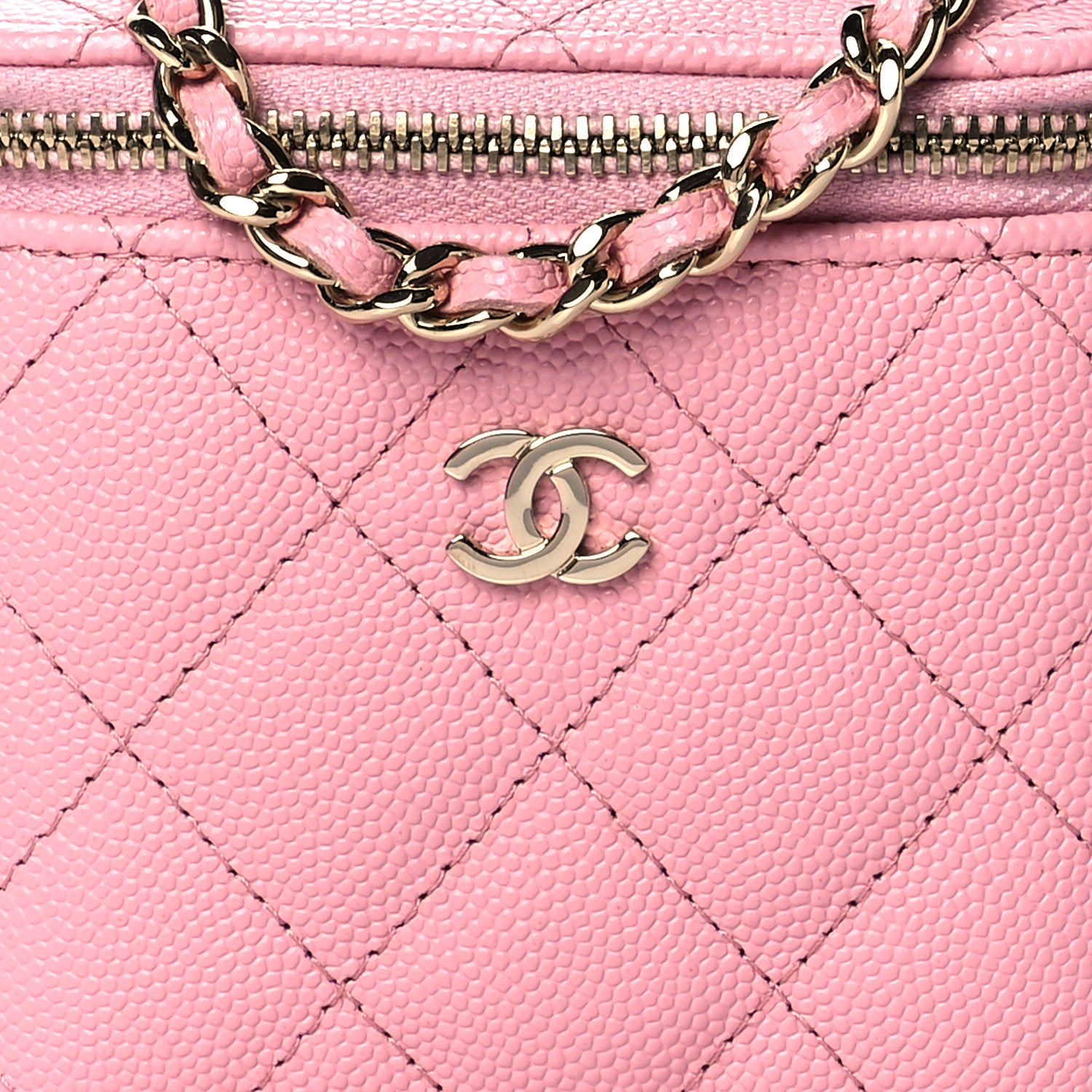 Chanel Caviar Quilted Mini Vanity Case With Chain Light Pink 7 of 10