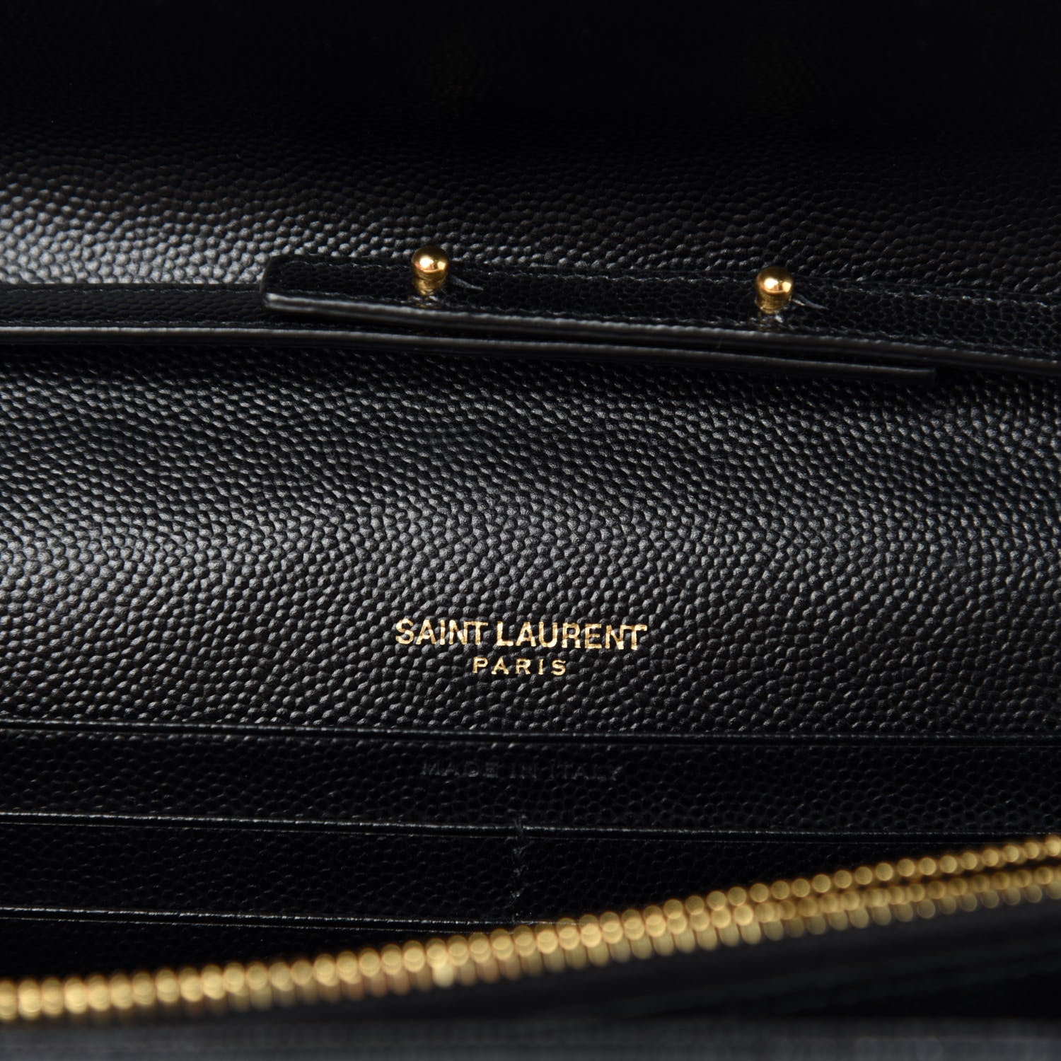 Saint Laurent Grain De Poudre Matelasse Chevron Monogram Chain Wallet Black 9 of 11