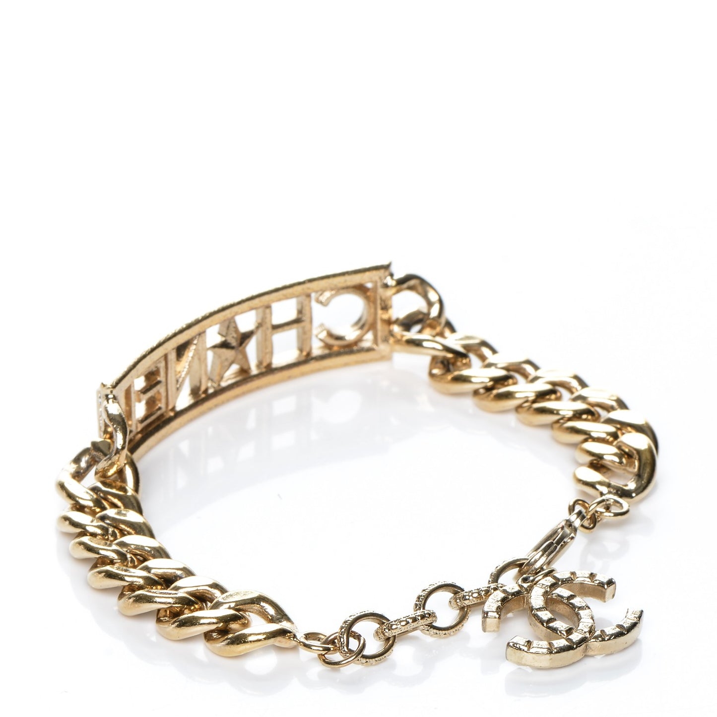 Crystal Chain Logo Bracelet Gold