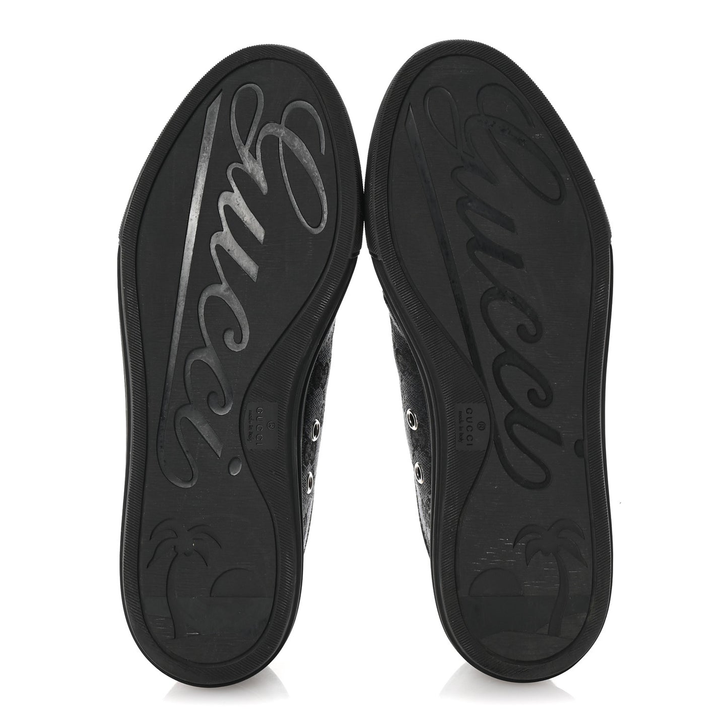 GG Monogram Calfskin Womens Low Top Sneakers 37 Piombo Black