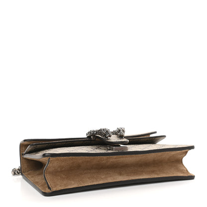 Gucci GG Supreme Monogram Suede Crystal Small Dionysus Shoulder Bag Beige Ebony Taupe 3 of 8