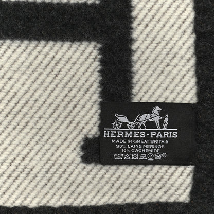 Hermes Wool Cashmere Avalon Blanket Ecru Gris Fonce 3 of 3