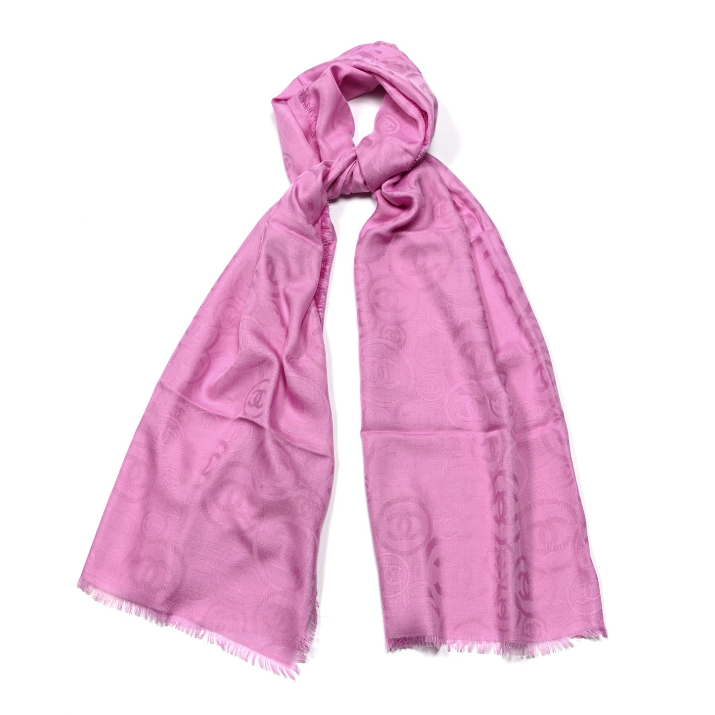Cashmere Silk CC Fringe Scarf Pink