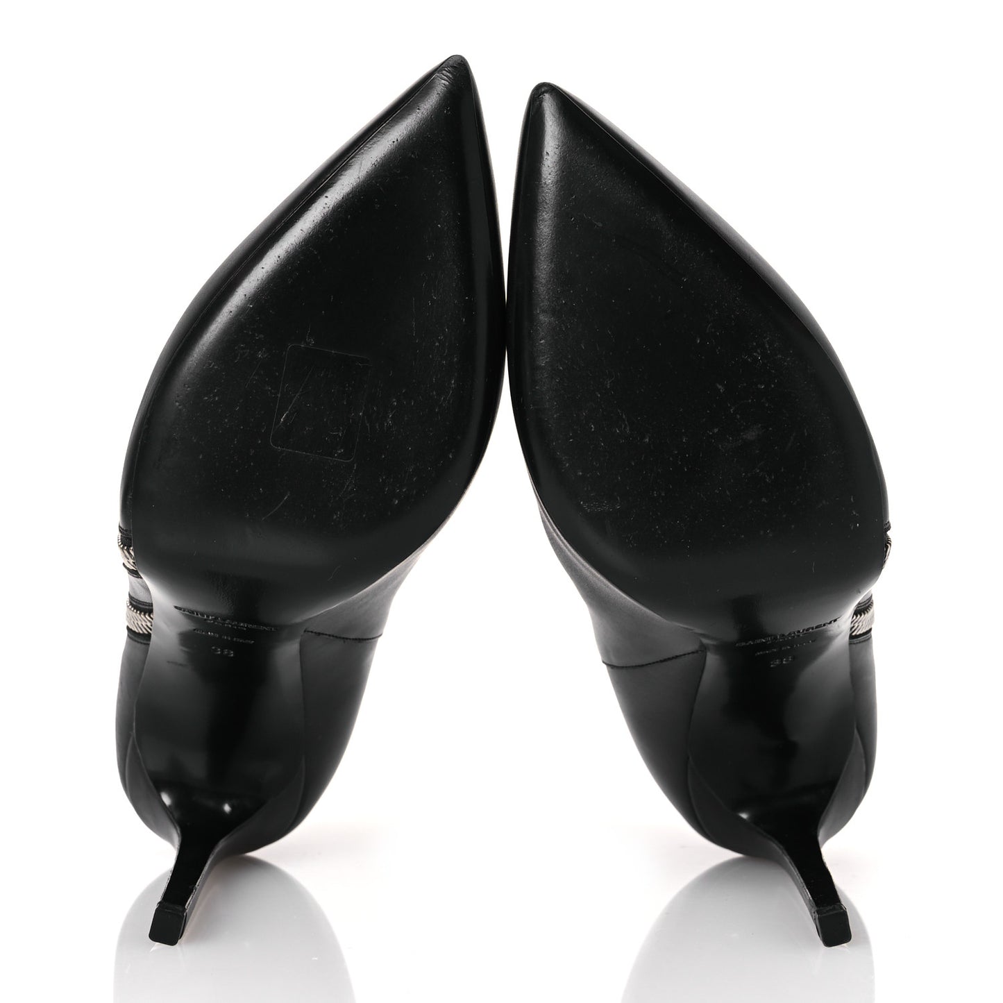 Calfskin Double Zipper Booties 38 Black