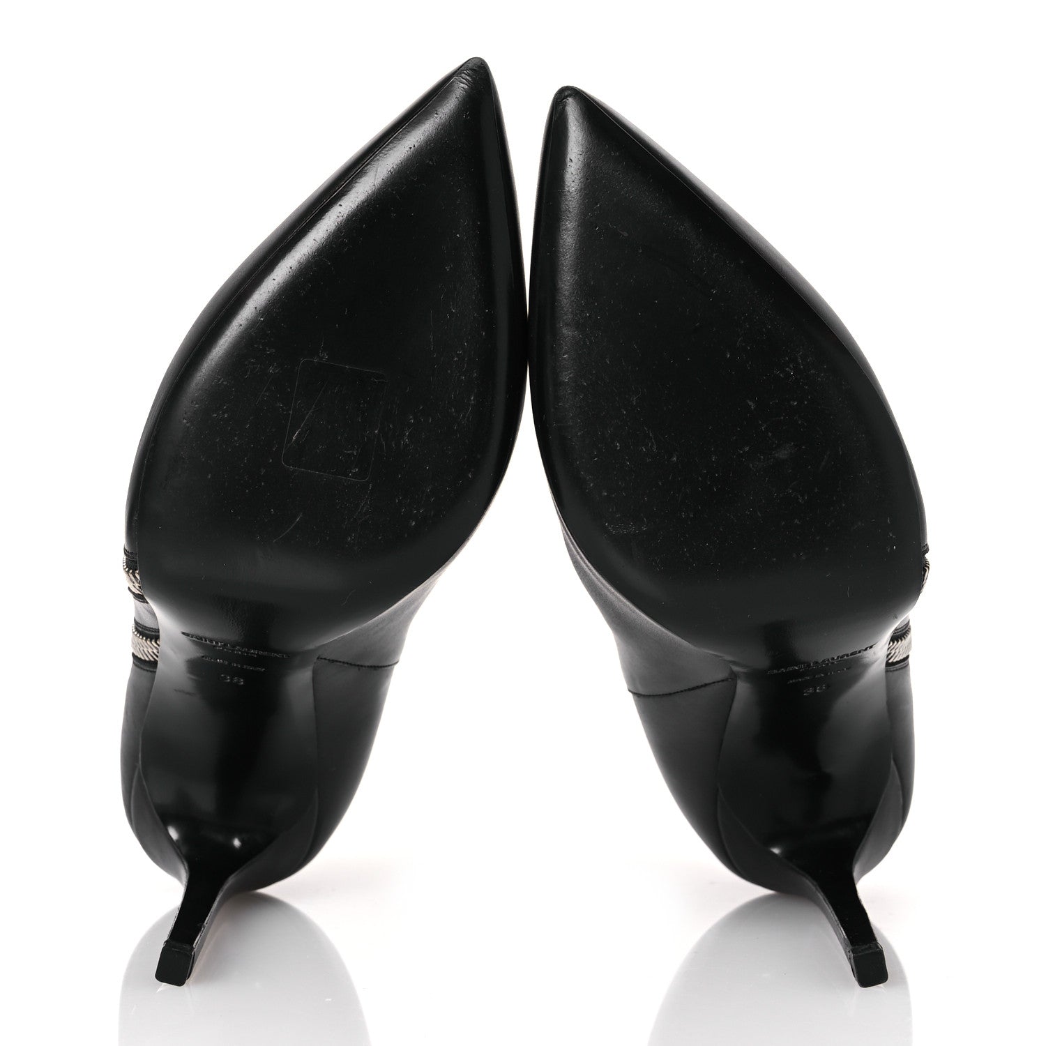 Saint Laurent Calfskin Double Zipper Booties 38 Black 7 of 11
