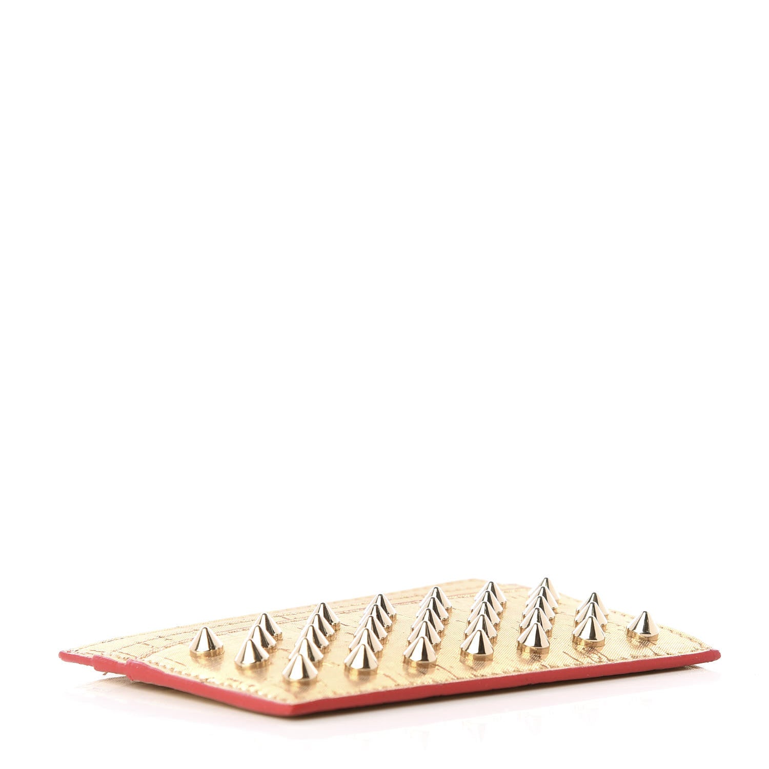 Christian Louboutin Metallic Liege Pepite Cork Spikes Kios Card Holder Gold 3 of 5