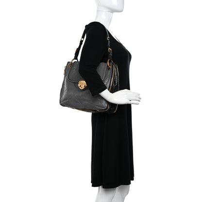 Prada Vitello Shine Pushlock Shoulder Bag Grey 2 of 11