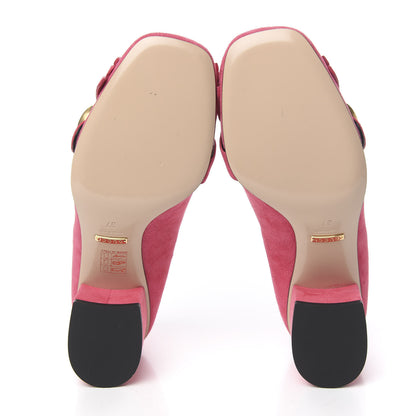 Gucci Kid Scamosciato GG Marmont Fringe 50mm Loafer Pumps 37 Hot Pink 5 of 10