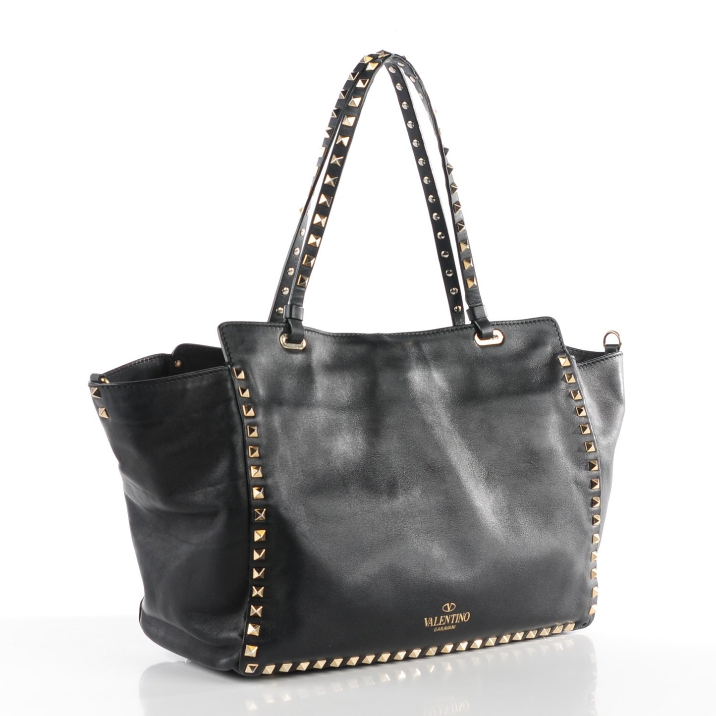 Vitello Medium Rockstud Tote Black