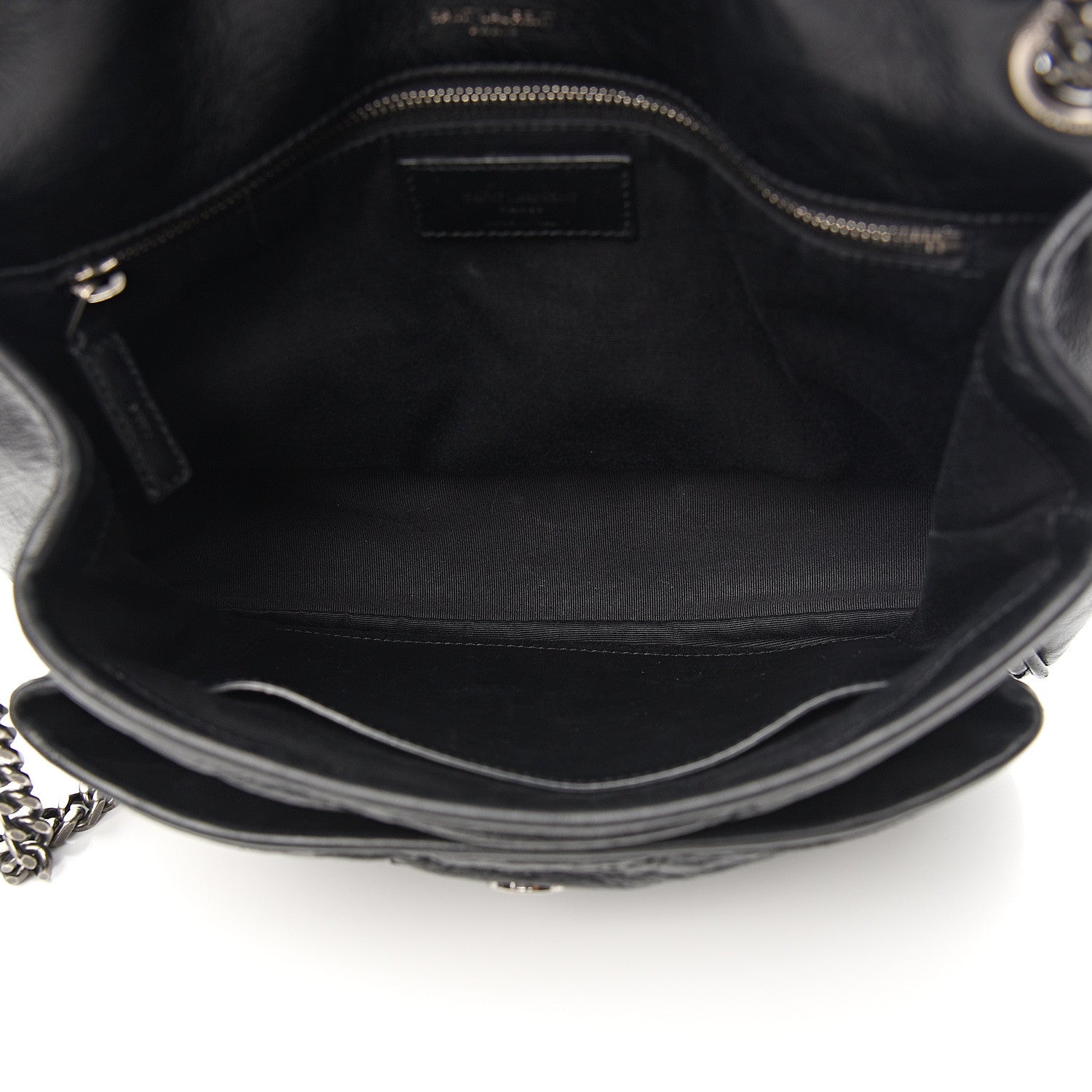 Saint Laurent Crinkled Calfskin Matelasse Monogram Medium Niki Chain Satchel Black 4 of 10
