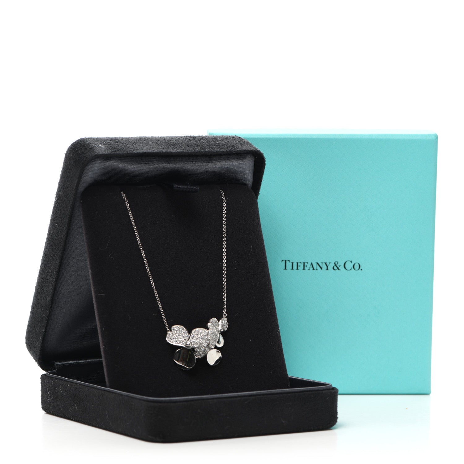 Tiffany Platinum Diamond Mini Paper Flowers Cluster Pendant Necklace 6 of 6