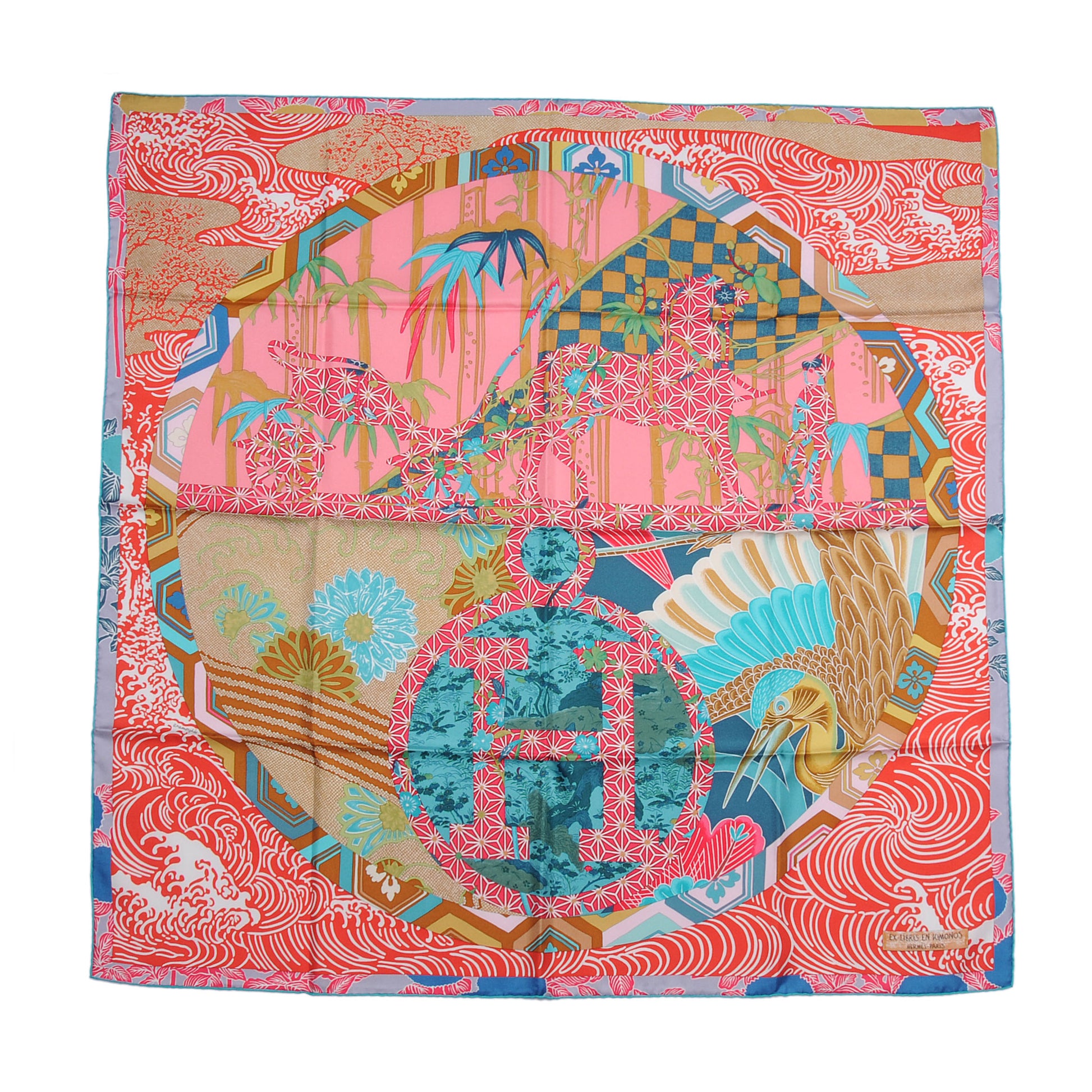 Hermes Silk Ex Libris En Monogram Kimonos Scarf 90 2 of 4