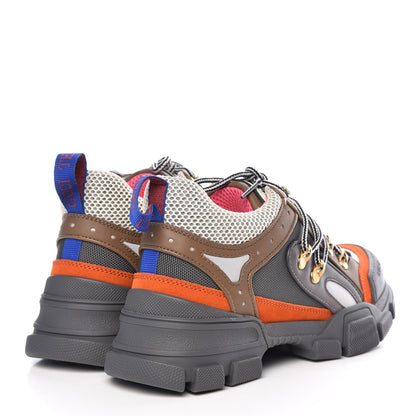 Gucci X SEGA Mesh Canvas Calfskin Womens Flashtrek Sneakers 38 White Box Pink Ardesia Loess 3 of 7