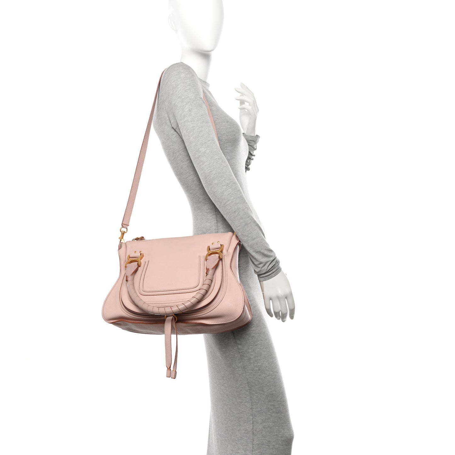 Calfskin Medium Marcie Satchel Nude Pink