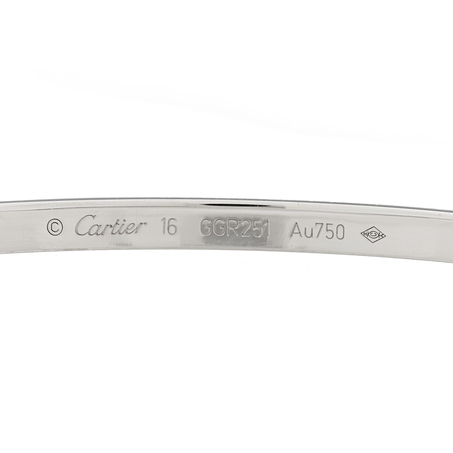 18K White Gold 10 Diamond Small LOVE Bracelet 16