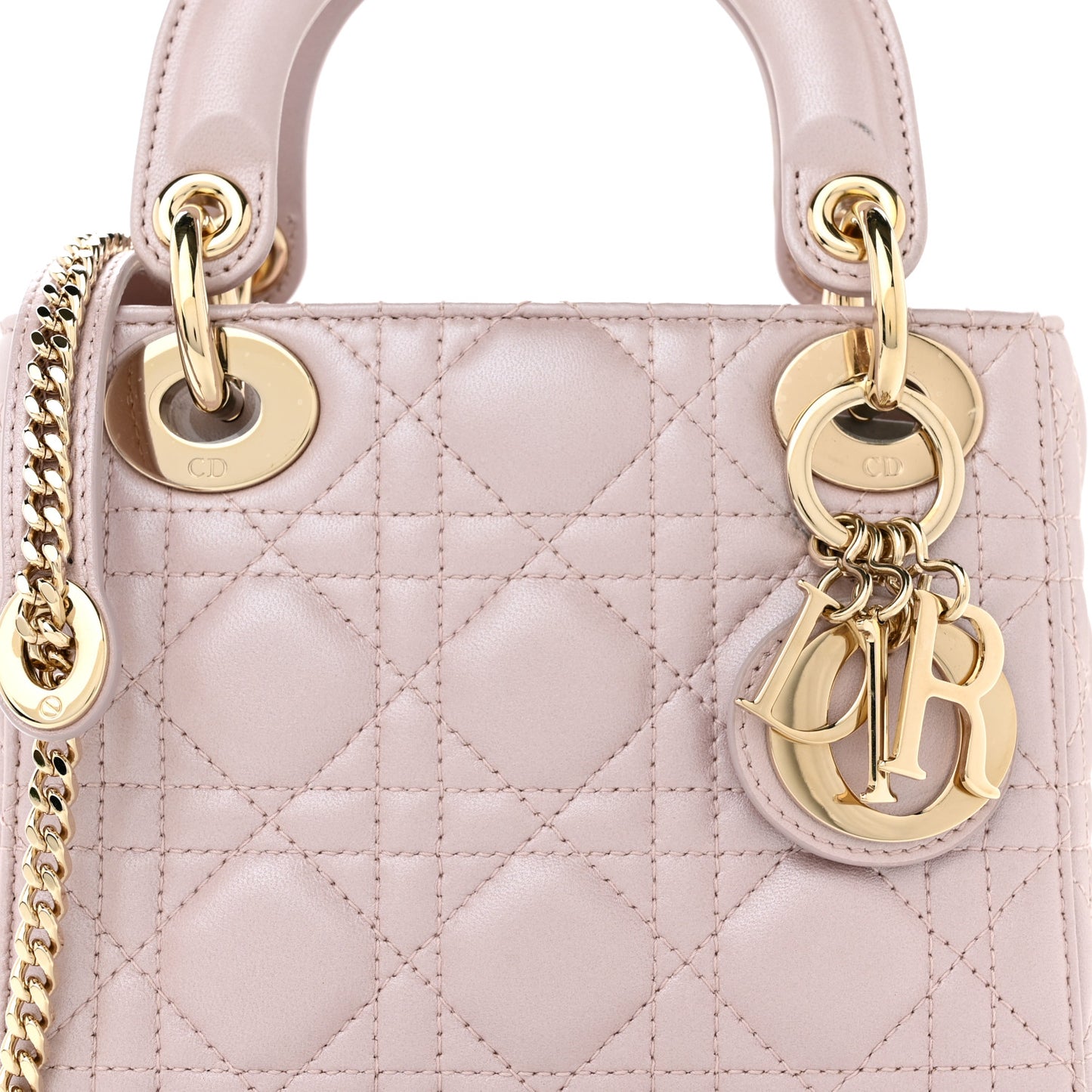Metallic Lambskin Cannage Mini Lady Dior Lotus