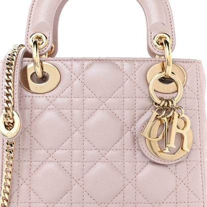 Christian Dior Metallic Lambskin Cannage Mini Lady Dior Lotus 8 of 10