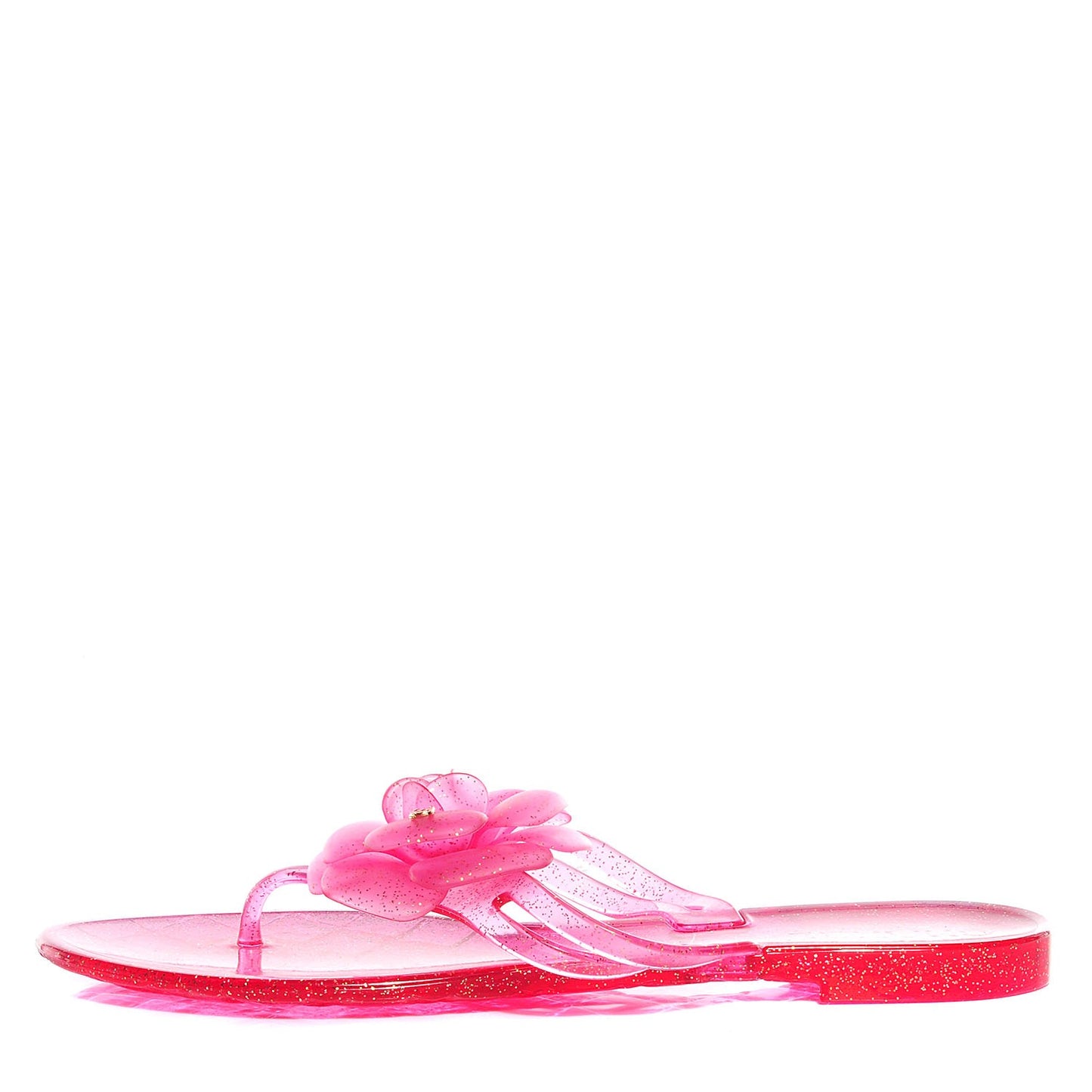 Jelly Camellia Glitter Thong Sandals Pink 38
