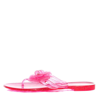 Chanel Jelly Camellia Glitter Thong Sandals Pink 38 1 of 6