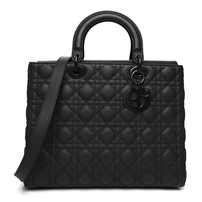 Christian Dior Ultra Matte Calfskin Cannage Large Lady Dior Black 1 of 10