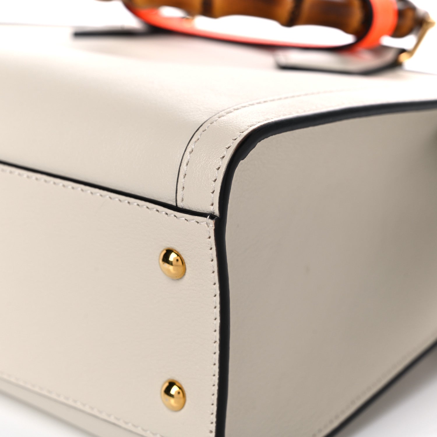 Gucci Wonka Grain Calfskin Small Diana Tote Bag Mystic White Orange Fluo 10 of 16
